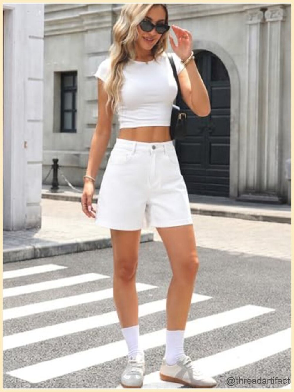 Baggy High Waist Stretchy Denim Bermuda Shorts Summer Casual Loose Fit Jorts - Picture 4 of 5